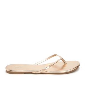 NWOT F21 Rose Gold Faux Leather Thong Sandal